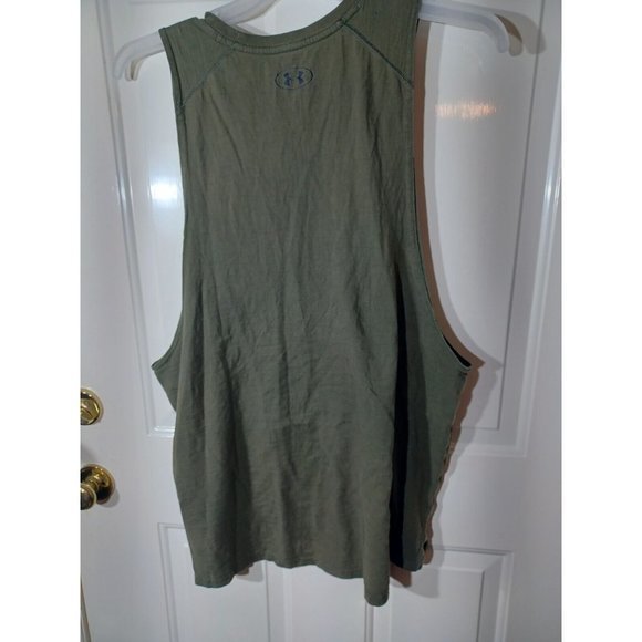 Boys Green Under Armour Tank Top Bull Head In The Center Has Holes XL - Picture 15 of 16